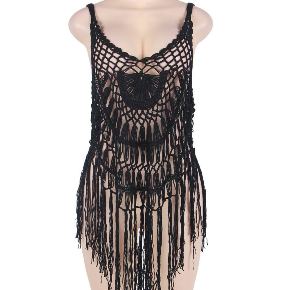 Fringe Crochet Swimsuit Cover-Beachwear - Picture 7 of 9